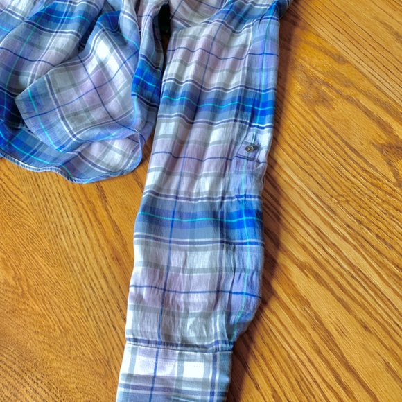 "LOFT", blue plaid, pull over tunic, M - Picture 7 of 9